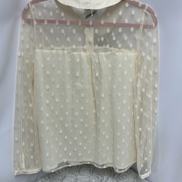Tulip B cream Dotted Blouse with Sheer Sleeve size large - Picture 3 of 8